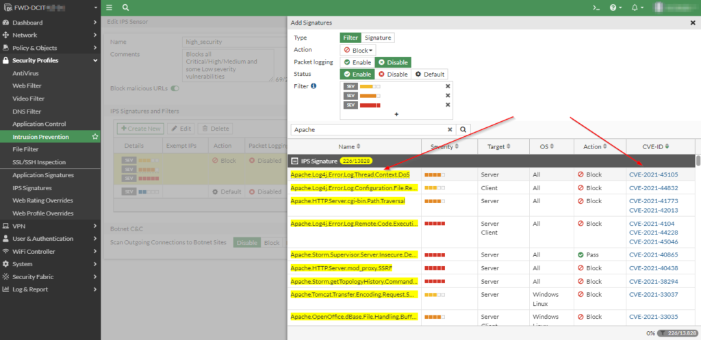 Intrusion Prevention System -  Firewall Fortigate Fortinet