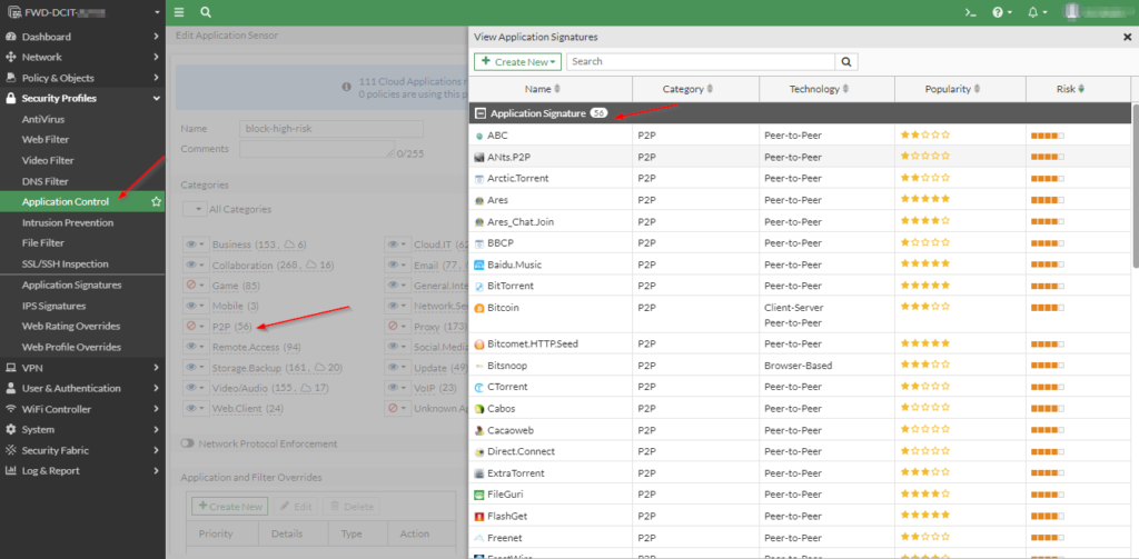 Controle de Aplicações  - Firewall Fortigate Fortinet