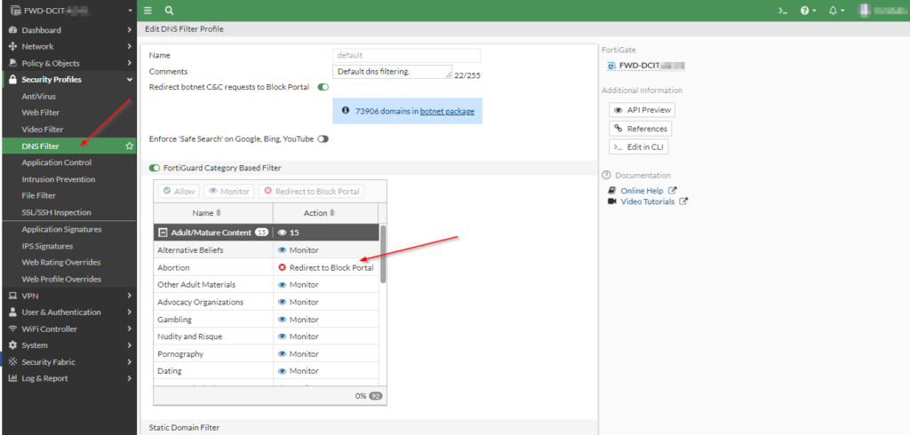 Filtro DNS - Firewall Fortigate Fortinet