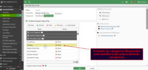 Fortigate Firewall - exemplos de categorias bloqueadas pelo webfilter